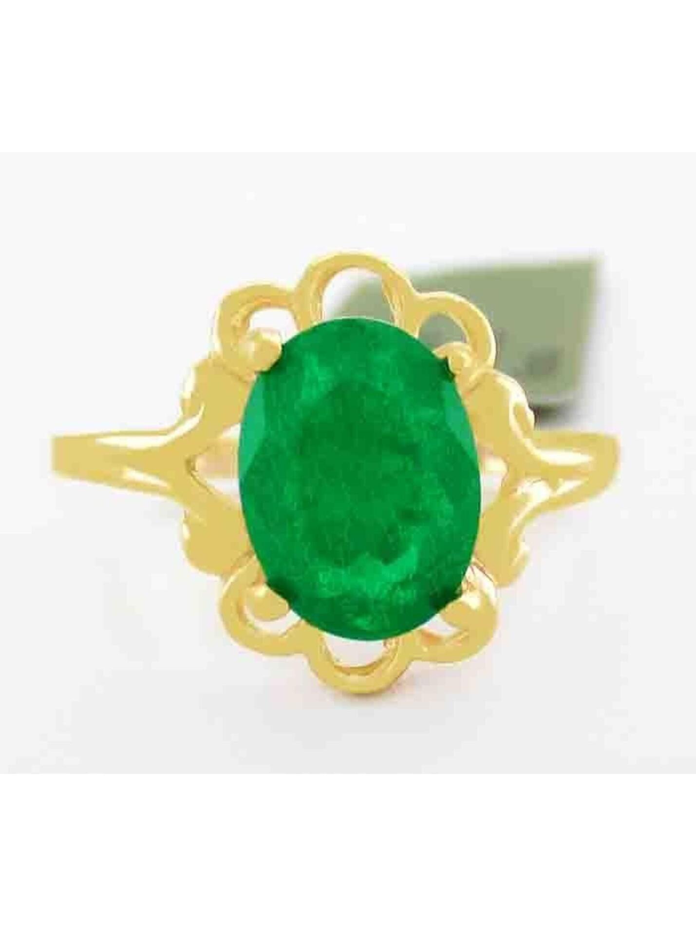 Genuine 1.79 Cts Emerald Ring 10k Yellow Gold - Free Certificate Appraisal